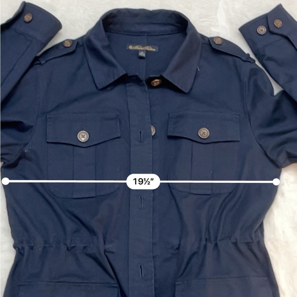 Brooks Brothers Women’s Navy Utility Jacket Size M | Button Front Belted Waist - Picture 6 of 14